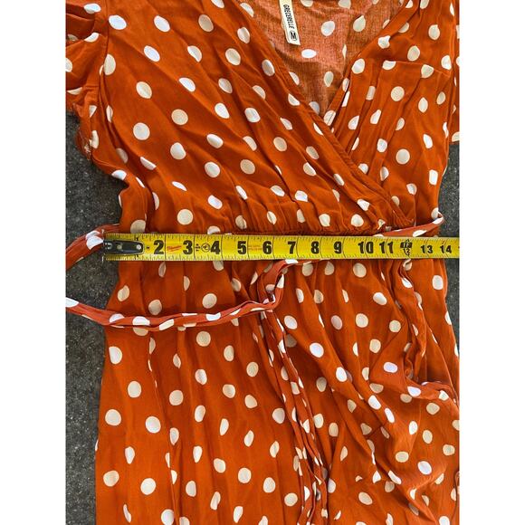 GRECERELLE Polka Dot Wrap High-Low Maxi Dress, Orange, M, Pre-Owned - Picture 7 of 10